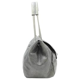 Alexander Mcqueen-Alexander McQueen Gray Textured Twist Lock Shoulder Bag-Grey
