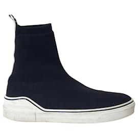 Givenchy-Givenchy George V Logo Stretch-Knit High-Top Slip-On Sneakers in Black Polyamide-Black