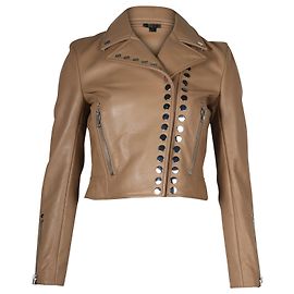Alexander Wang Studded Biker Jacket in Sand Brown Cow Leather Brown