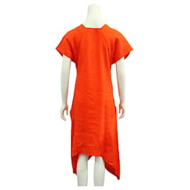 Autre Marque-Robe asymétrique en lin orange-Orange
