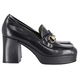 Gucci-Gucci Plateau-Loafer mit Horsebit-Detail aus schwarzem Leder-Schwarz