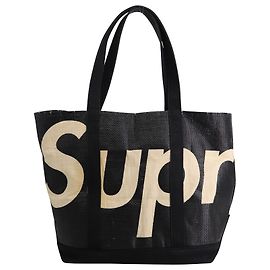 Borsa mare Supreme Rafia in cotone nero Nero