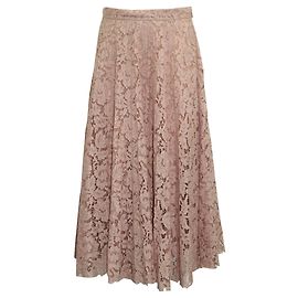 Valentino Saia maxi de renda de seda rosa pálido Rosa