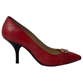 Alexander Mcqueen-McQ Alexander McQueen Razor Stack Heel Court Shoes in Red Leather-Red
