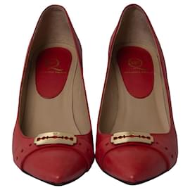 Alexander Mcqueen-McQ Alexander McQueen Razor Stack Heel Court Shoes in Red Leather-Red