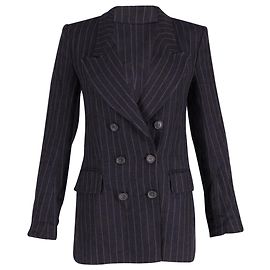 Blazer Isabel Marant Laney Gessato in Lino Blu Navy Blu Blu navy