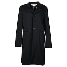 Comme Des Garcons-Long Black Wool Jacket with Velvet Trim-Black