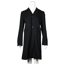 Comme Des Garcons-Long Black Wool Jacket with Velvet Trim-Black