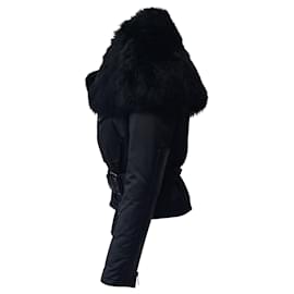 Ralph Lauren-Giacca Ralph Lauren con collo in pelliccia in poliestere nero-Nero