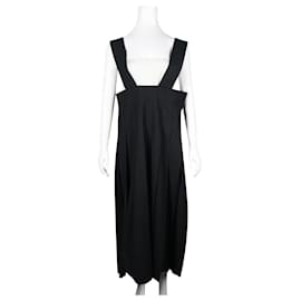 Comme Des Garcons-Black Pleated Dress with Thick Straps-Black