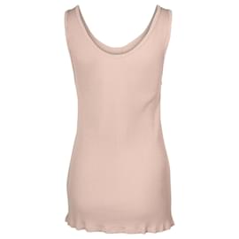 Balmain-Balmain Ribbed Button Tank Top in Pink Viscose-Pink