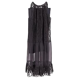 Temperley London-Temperley London Lily Halterneck Lace Dress with Slip in Black Silk-Black