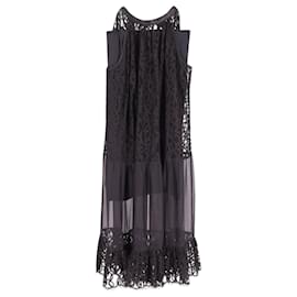 Temperley London-Temperley London Lily Neckholder-Spitzenkleid mit Unterkleid aus schwarzer Seide-Schwarz