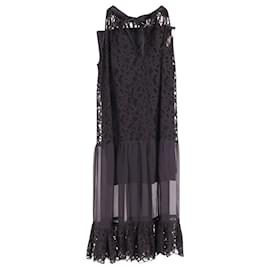 Temperley London-Temperley London Lily Halterneck Lace Dress with Slip in Black Silk-Black