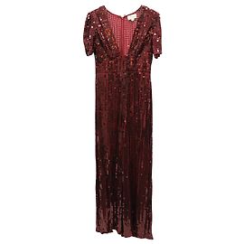 Temperley London Combinaison Heart Sequin en Viscose Bordeaux Rouge Bordeaux