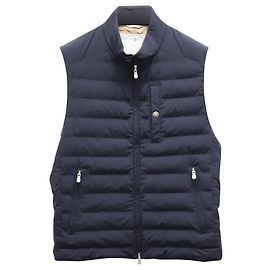 Brunello Cucinelli Down Shell Gilet Vest in Navy Blue Nylon Navy blue