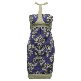 Nicole Miller Robe mi-longue violette avec accents gris Violet