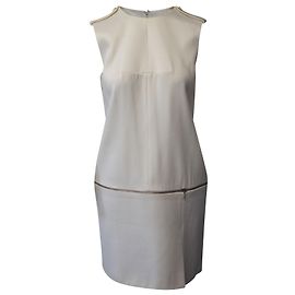 Alexander McQueen Vestido Shift em Seda Artificial Branco Branco