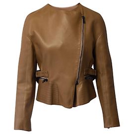 Chloé Chloe Biker Jacket in Dark Beige Leather  Brown