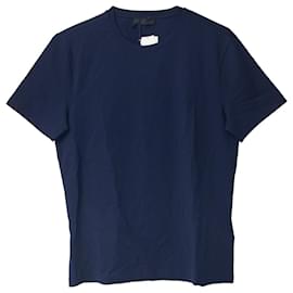 Prada-Prada Stretch T-Shirt in Navy Blue Cotton-Blue