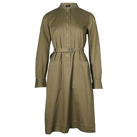 Apc A.P.C. Robe ceinturée boutonnée sur le devant en coton olive Vert Vert olive