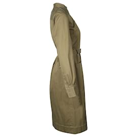Apc-BEIM.P.C. Kleid mit Knopfleiste und Gürtel aus olivfarbener Baumwolle-Grün,Olivgrün