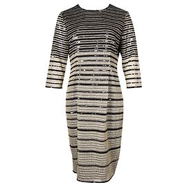 Alice by Temperley Elegant Golden Long Sleeve Dress with Sequins Golden Metallic