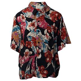 Camicia a maniche corte Saint Laurent con stampa hawaiana in Lyocell multicolor Multicolore
