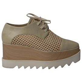 Stella Mc Cartney Stella McCartney Wicker Elyse Platform Derby Shoes em couro nude vegan Marrom Carne