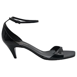 Saint Laurent-Saint Laurent Ankle Strap Sandals in Black Patent Leather -Black