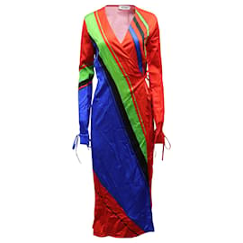 Autre Marque-The Attico Vestido Maxi Listrado em Viscose Poliéster Multicolorido-Multicor