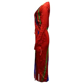 Autre Marque-The Attico Striped Wrap Maxi Dress in Multicolor Polyester Viscose-Multiple colors