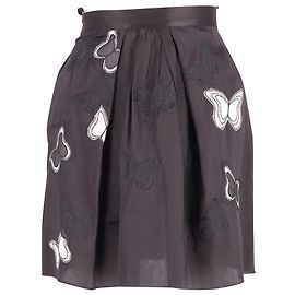Dolce & Gabbana Rock mit Schmetterlingsapplikation aus schwarzer Seide Schwarz