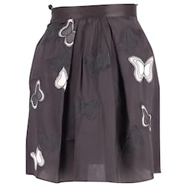 Dolce & Gabbana-Dolce & Gabbana Skirt with Butterfly Applique in Black Silk-Black