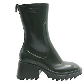 Chloé Chloe Betty Rain Boots in Green Khaki Rubber Green Khaki