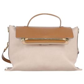 Chloé Clare Large Shoulder Bag in Beige Leather Beige