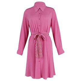 Diane Von Furstenberg Vestido camisa estampado com cinto em seda rosa Rosa
