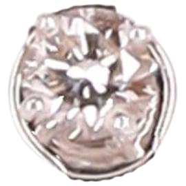 Tiffany & Co-TIFFANY Y COMPAÑIA. Aretes de un solo diamante en platino plateado-Plata,Metálico