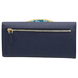 Prada-Prada Zigzag Continental Wallet in Navy Blue Leather -Blue,Navy blue