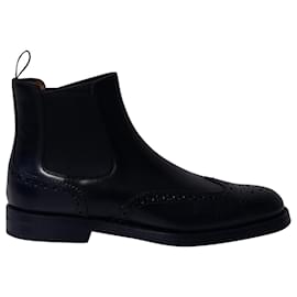 Church's-Church's Ketsby Wg Polished Binder Brogue Chelsea Boots in Black Calf Leather-Black