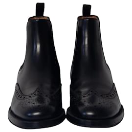 Church's-Church's Ketsby Wg Polished Binder Brogue Chelsea Boots in Black Calf Leather-Black