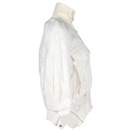 Sacai-Sacai Bomber Jacket in White Cotton Lace -White