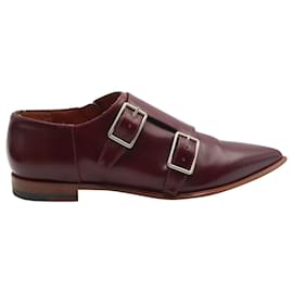 Acne-Acne Studios Monk Strap Loafers in Burgundy Leather-Dark red