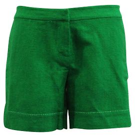 Shanghai Tang Short vert avec coutures blanches Vert