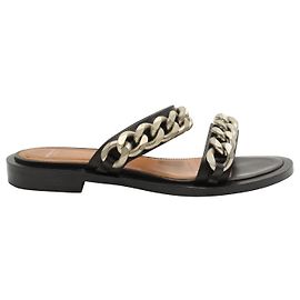 Givenchy Black Sandal with Silver Chain Detail Black