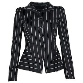 Emporio Armani Schwarz-weißer Wollblazer Schwarz