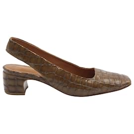 By Far-By Far Danielle Slingback Pumps in Brown Patent Leather-Brown