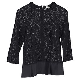 Nina Ricci Spitzenbluse aus schwarzer Wolle Schwarz