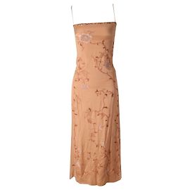 Alberta Ferretti Besticktes Unterkleid aus beiger Seide Beige