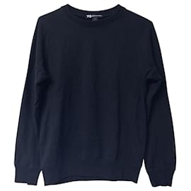 Y3-Y-3 Sweat Col Rond en Coton Noir-Noir